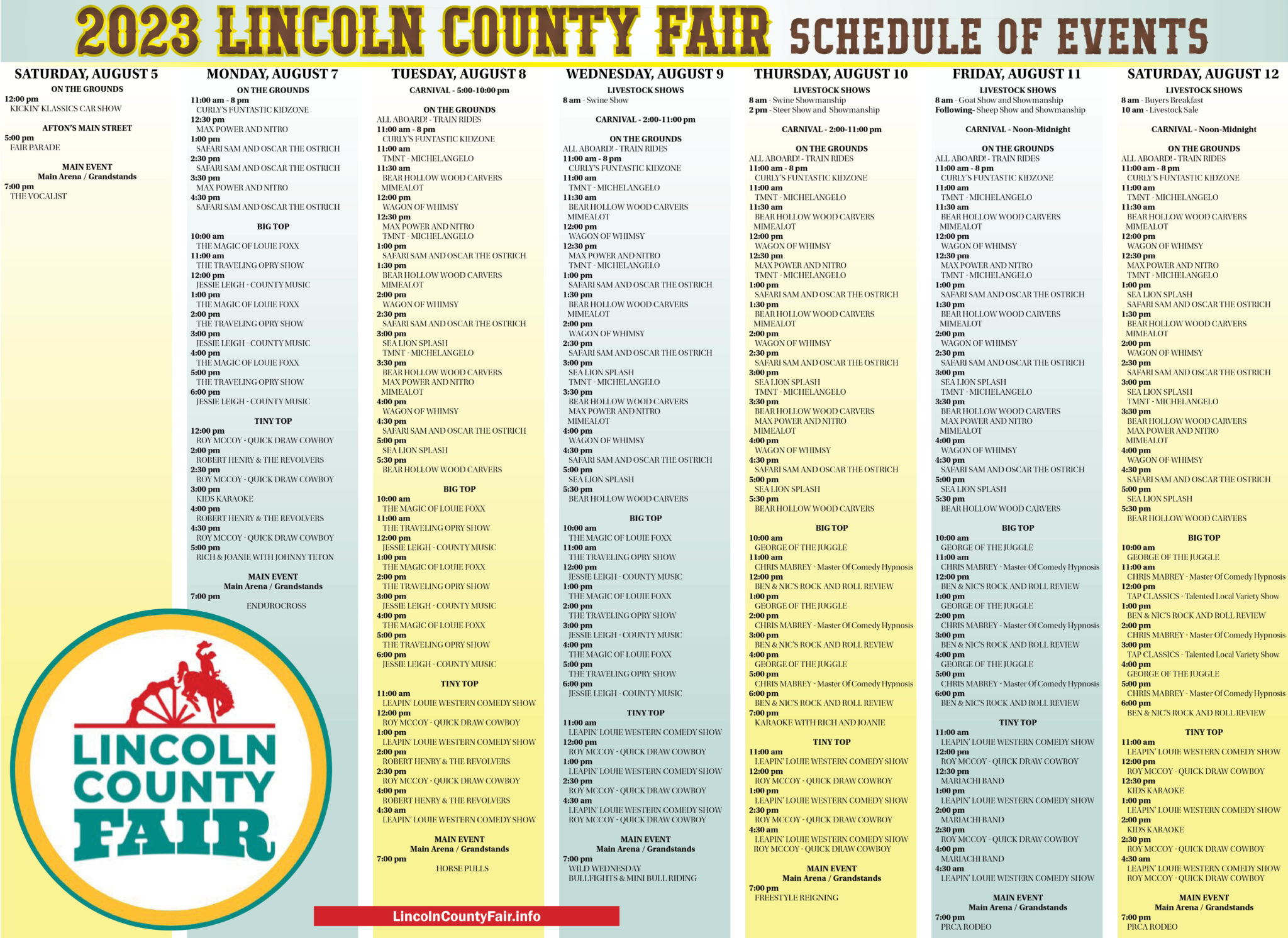 2023 Lincoln County Fair Schedule SVINEWS