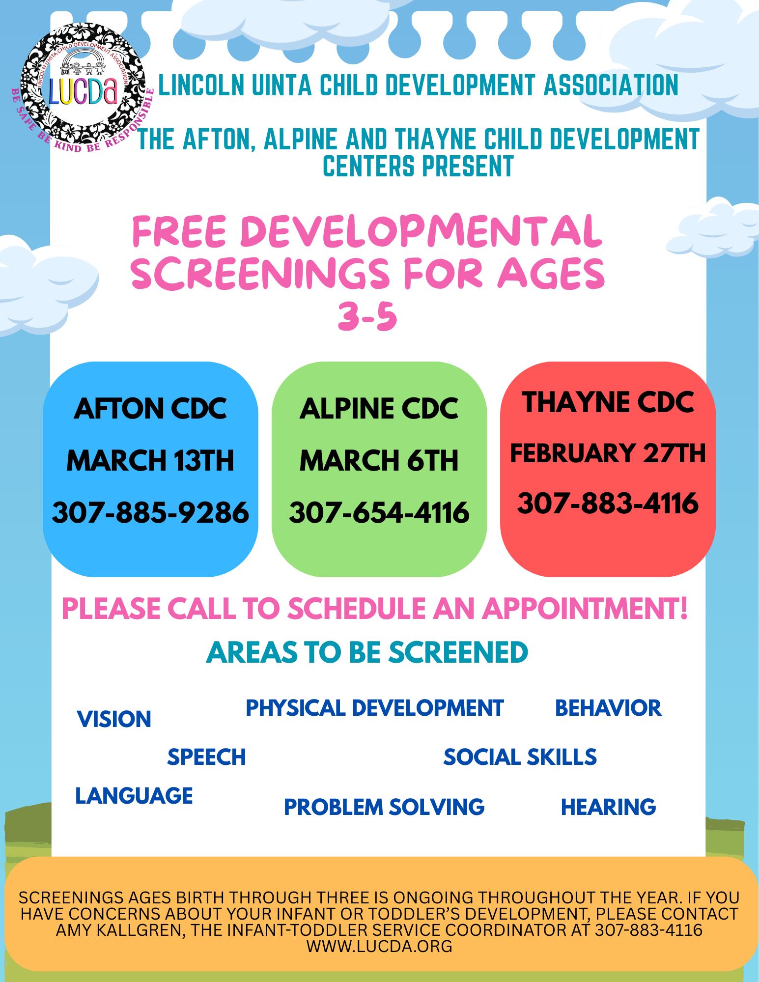 Thayne: Free Child Development Screening