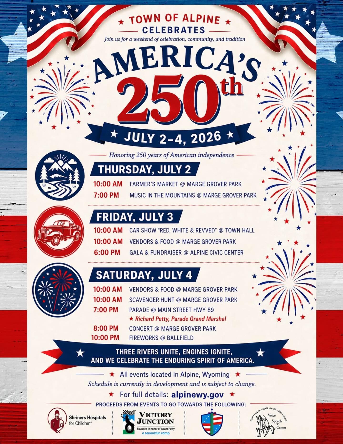 Alpine: America 250 Celebration Activity Schedule