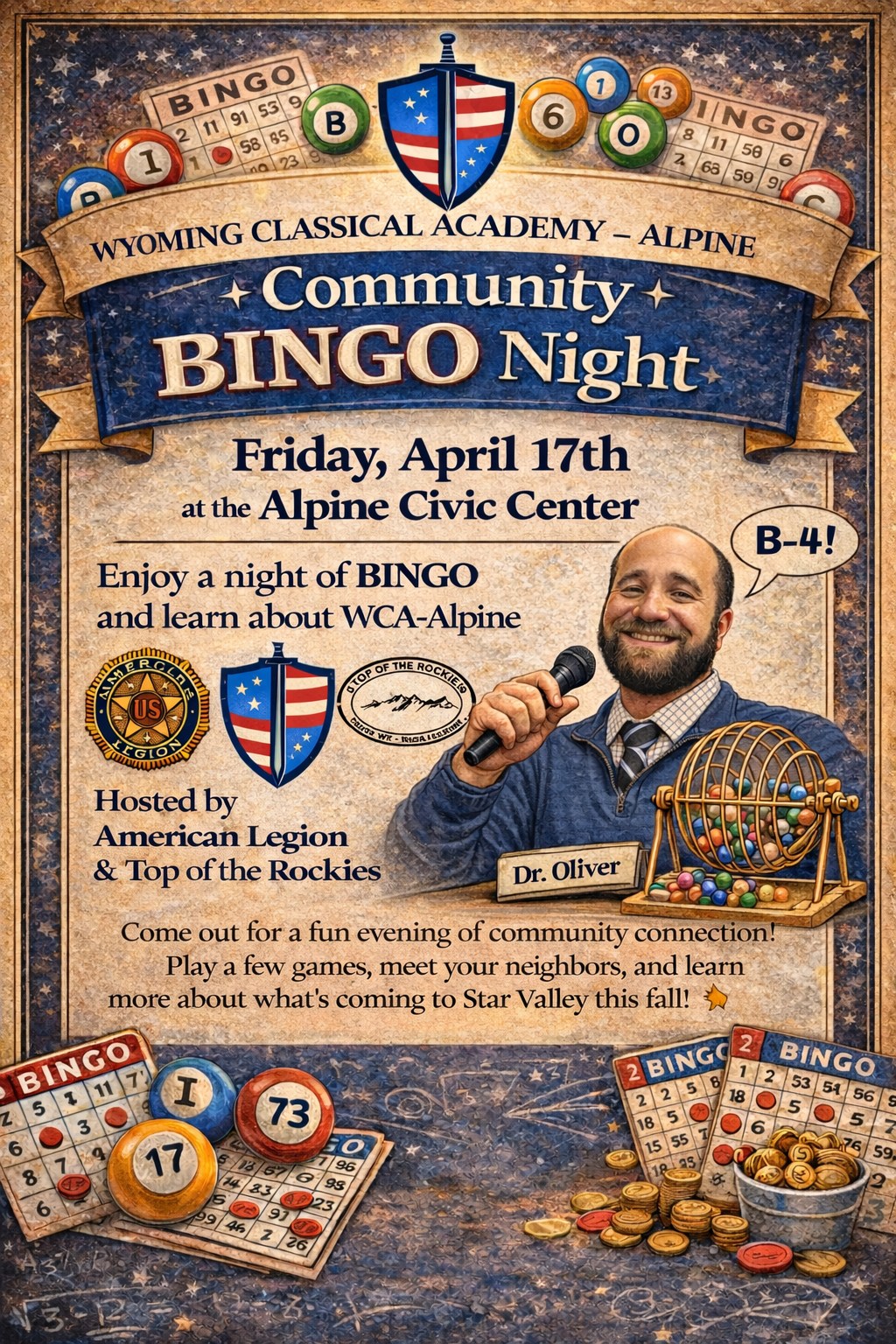 Alpine: BINGO with American Legion Post, Top of the Rockies and Wyoming Classical Academy-Alpine