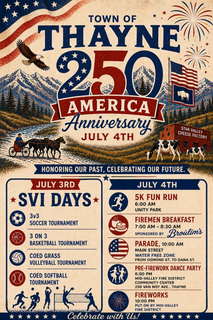 Thayne 4th of July Events Flyer
