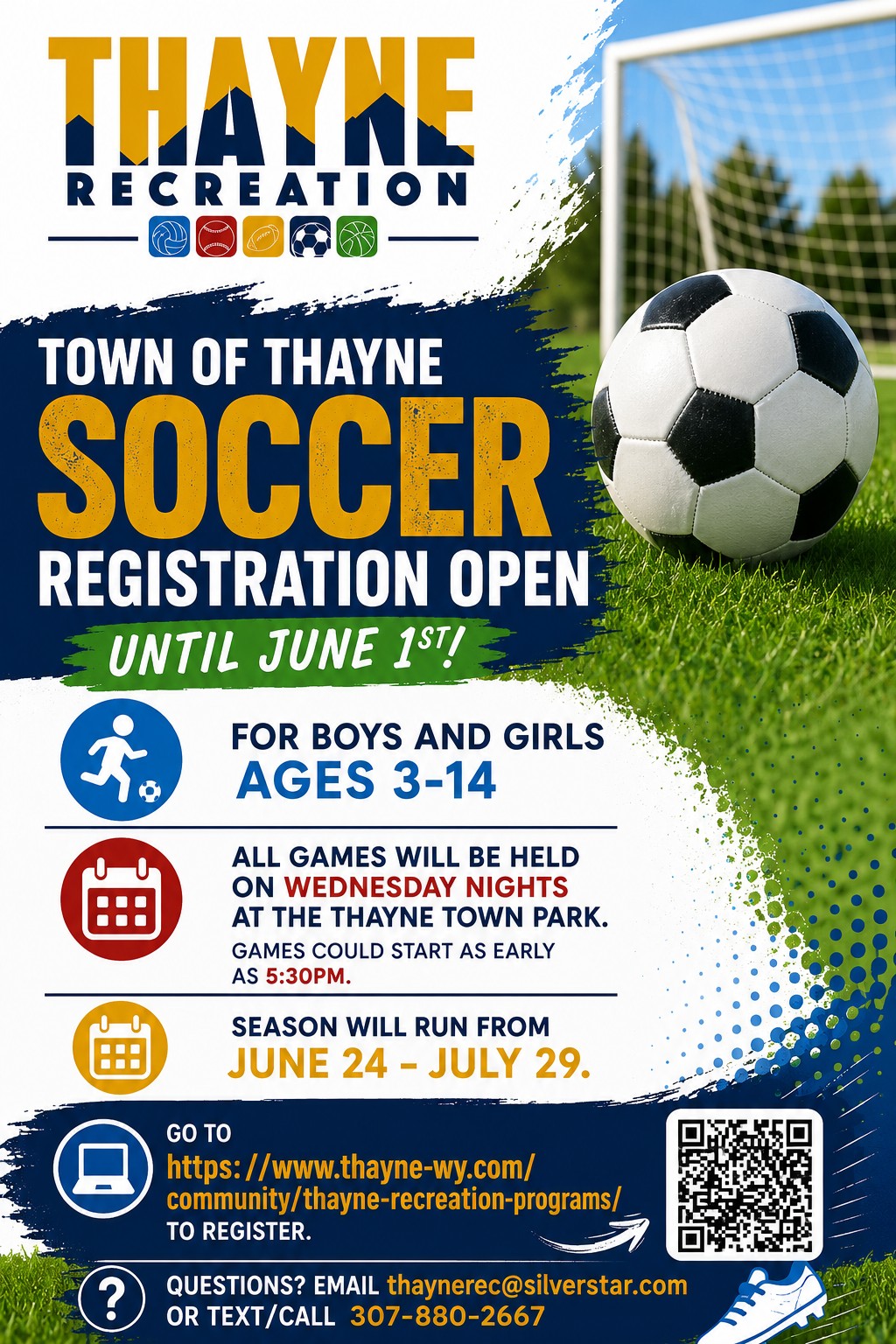 Thayne: Registration Deadline for Youth Soccer