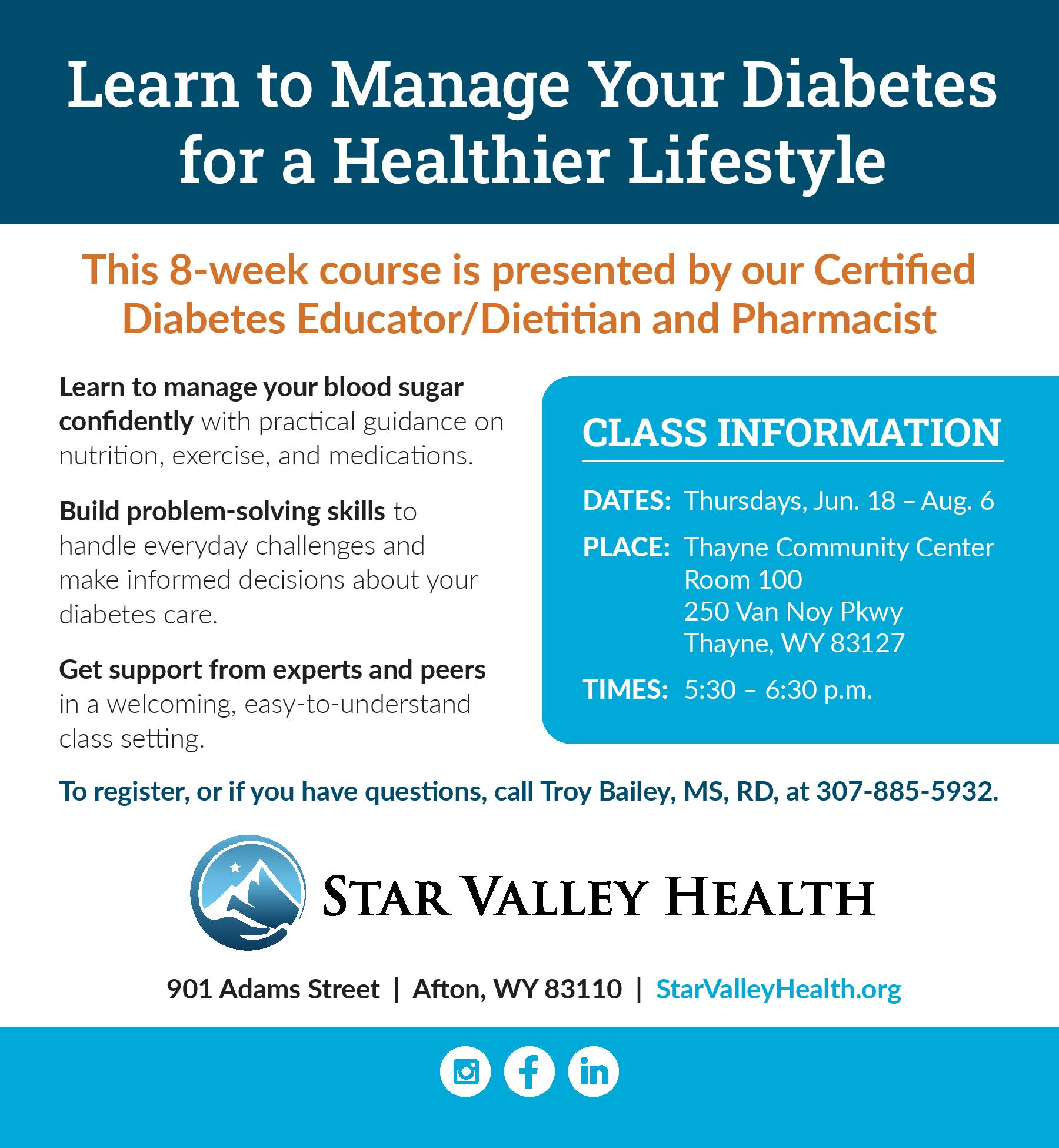 Thayne: Star Valley Health Eight Week Diabetes Course
