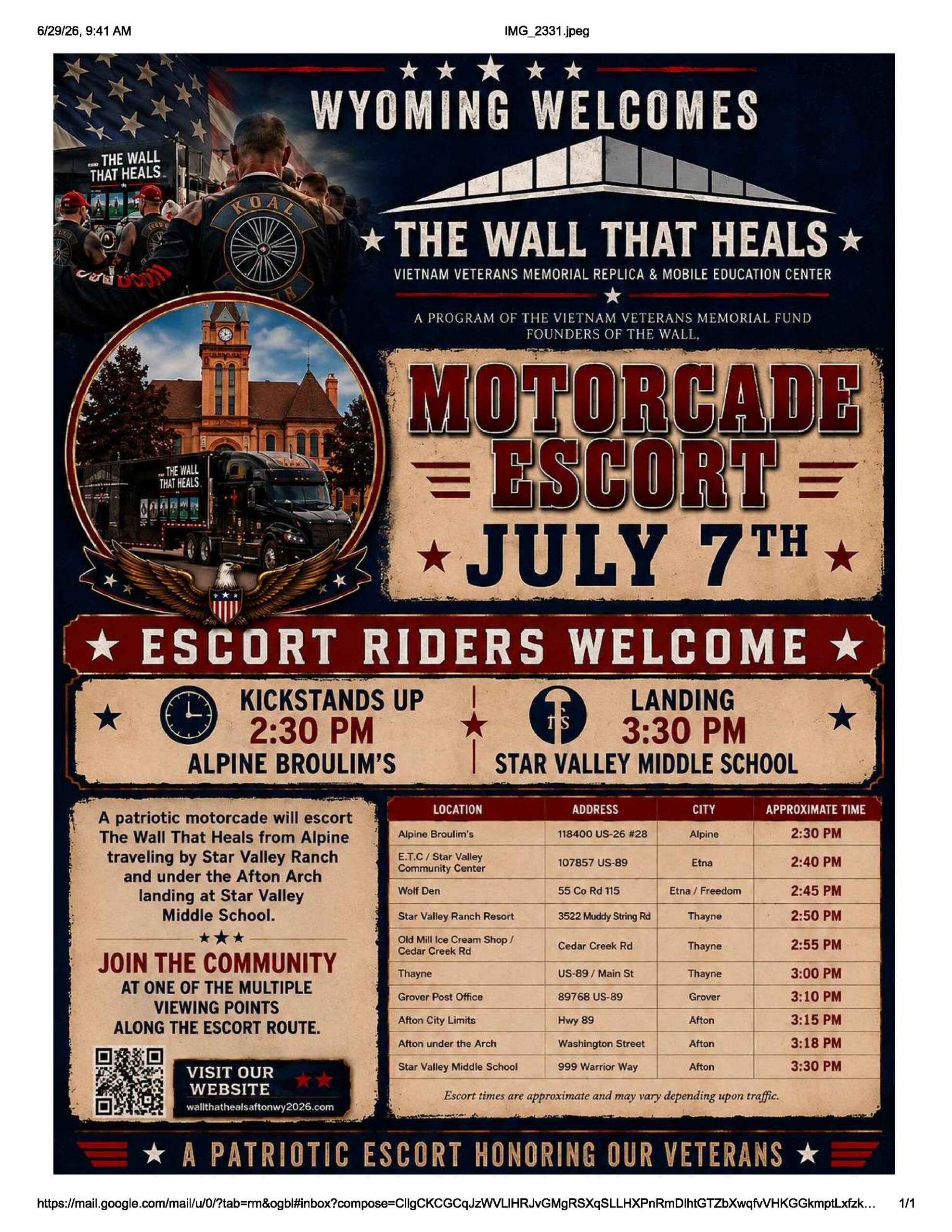 Star Valley: The Wall That Heals Motorcade Escort