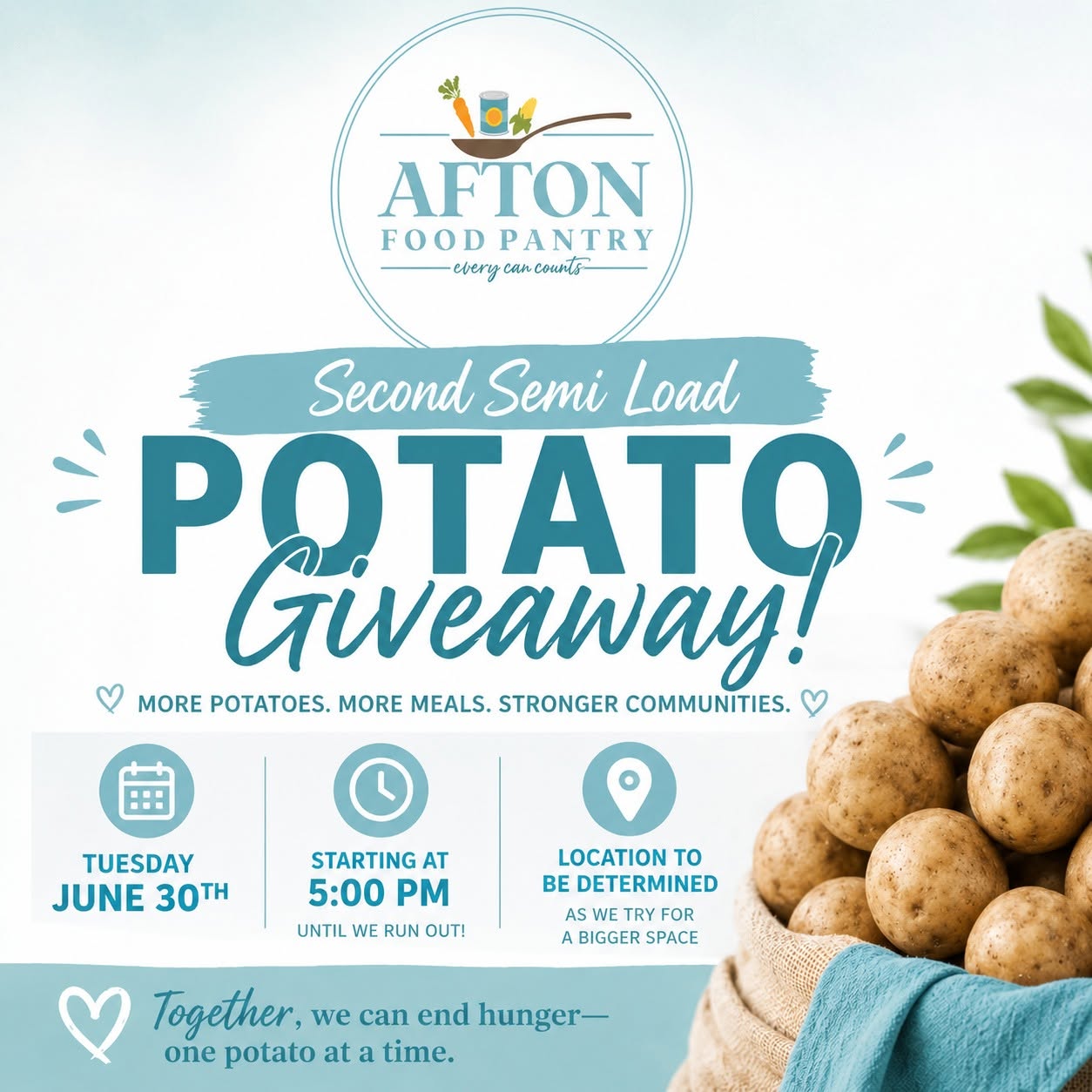 Afton: Food Pantry Second Semi Load Potato Giveaway