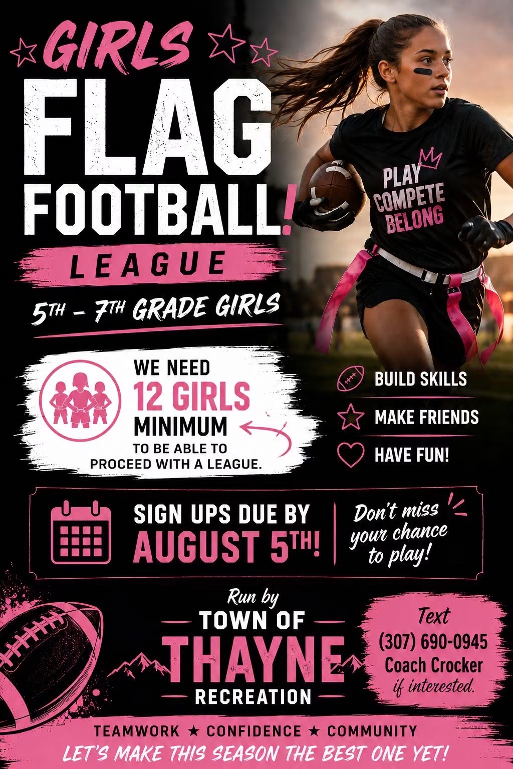 Thayne: Girls Flag Football Registration Deadline