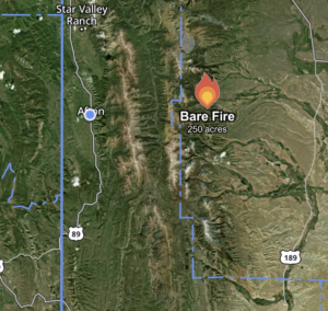 Bare Fire burning east of Afton in Sublette timber