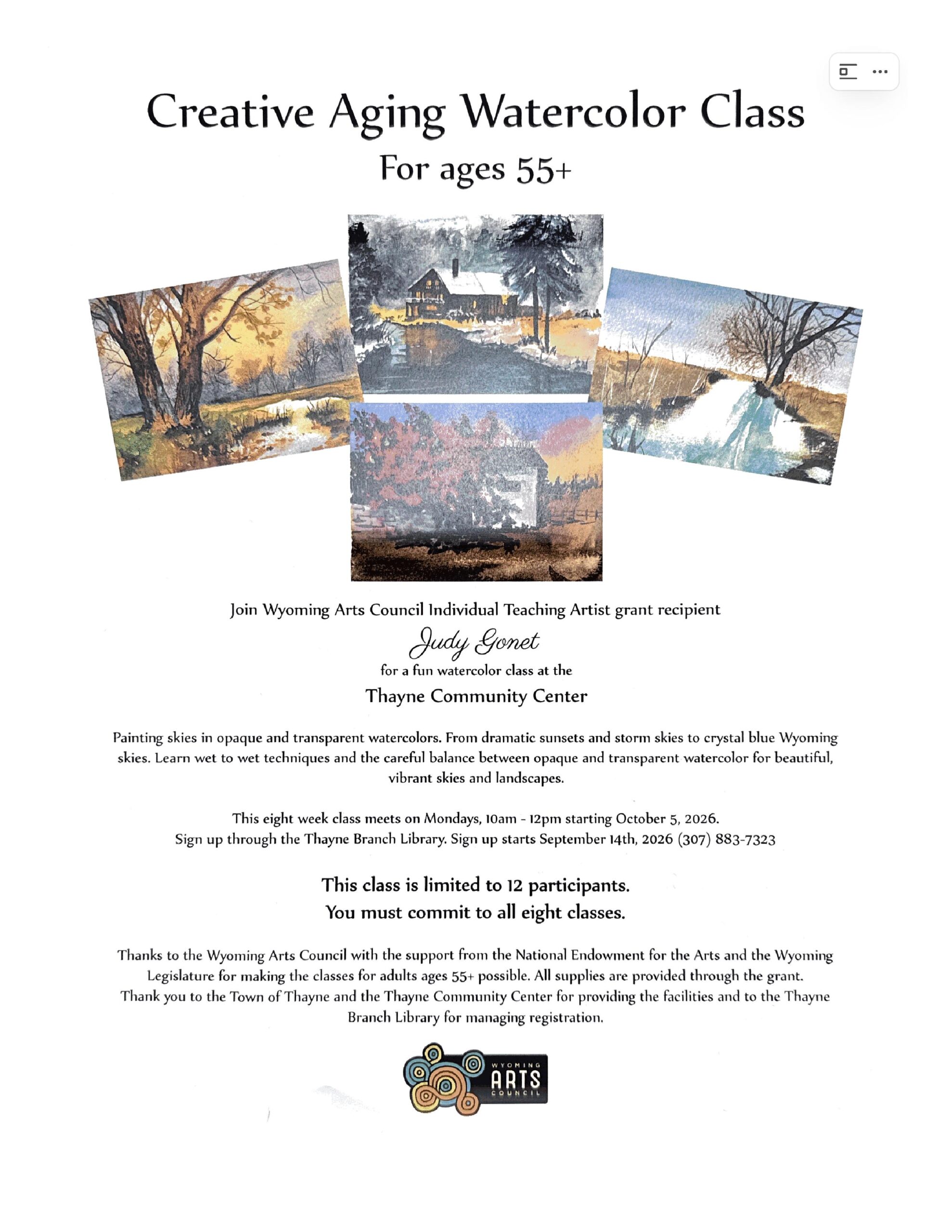 Thayne: Creative Aging Watercolor Class