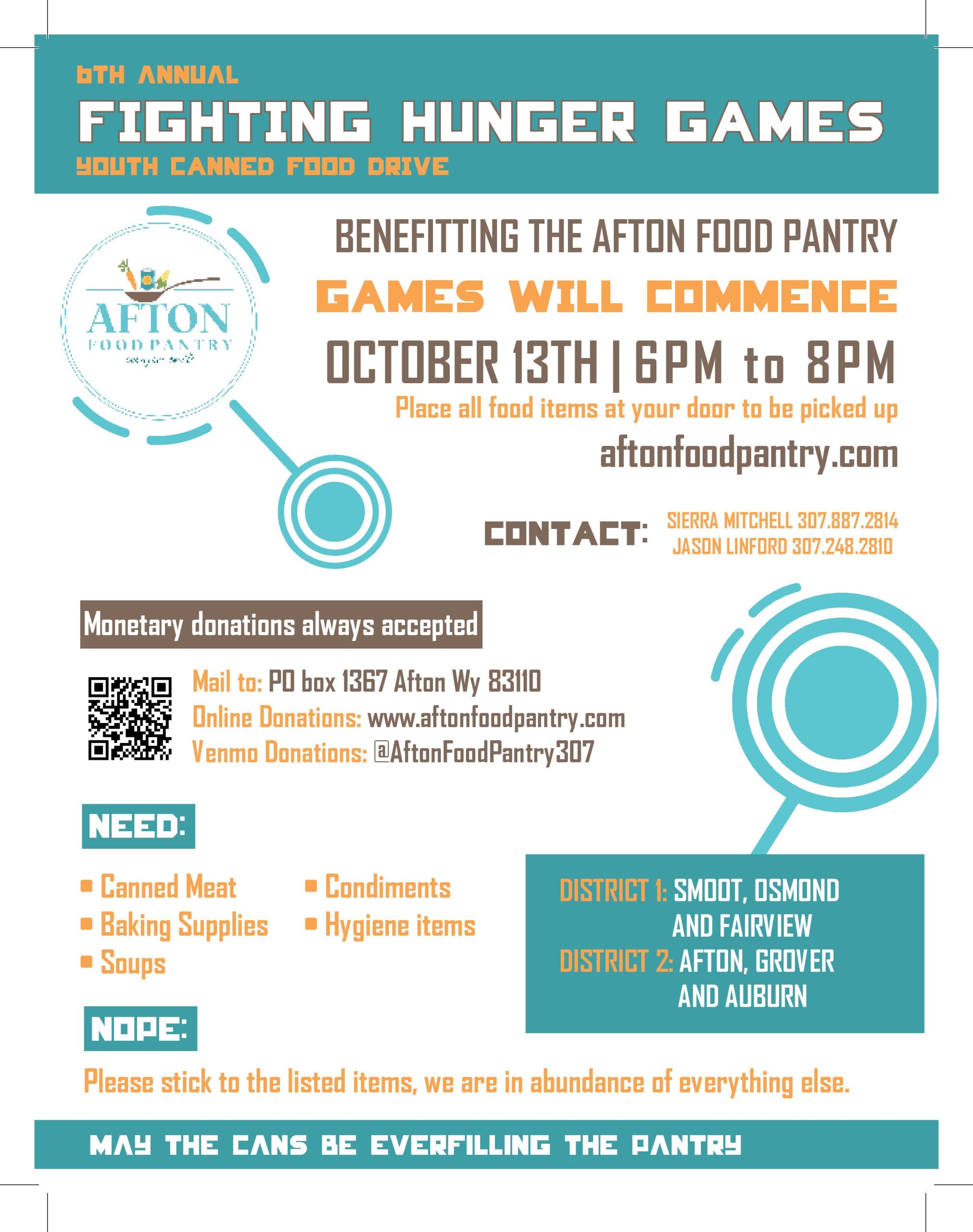 Afton: 6th Annual Fighting Hunger Games Youth Food Drive