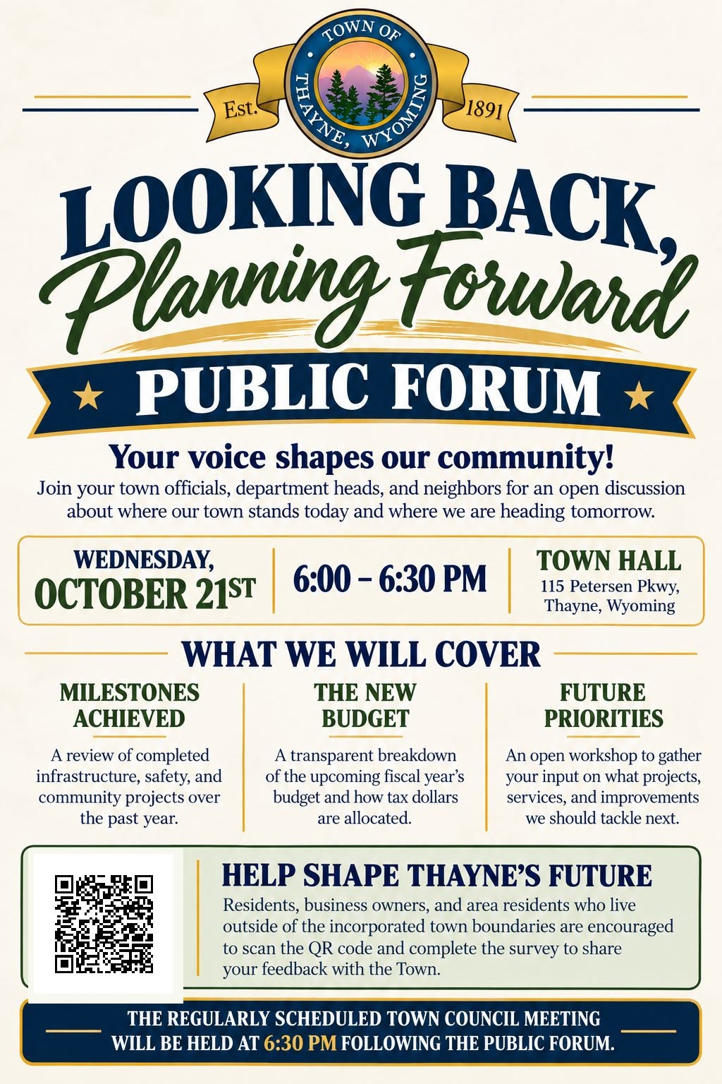 Thayne: Looking Back, Planning Forward Public Forum